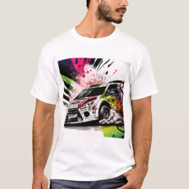 Camiseta Rally Racing, Grafite, Carro Branco