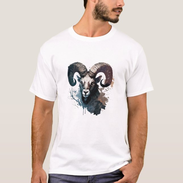 Camiseta Ram Retrait Animal Painting Willife Outdoor Art (Frente)