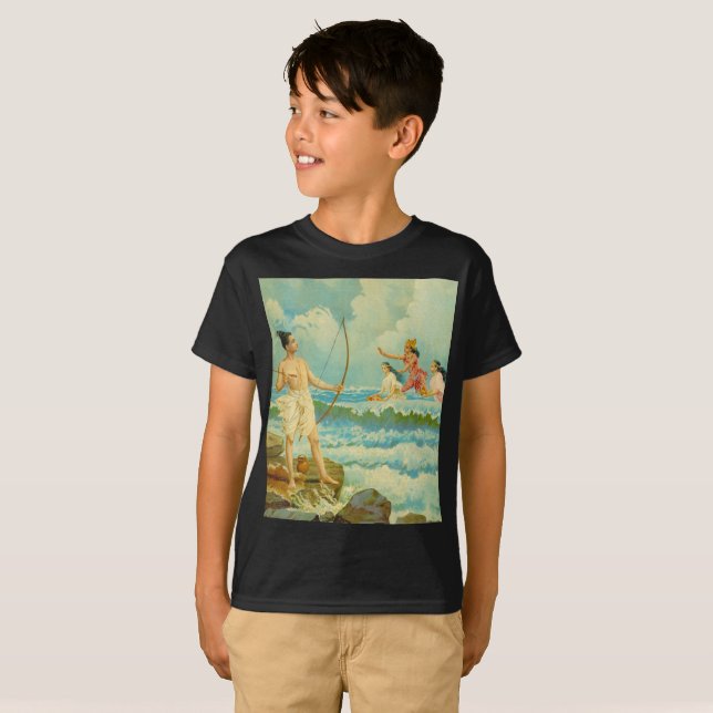 Camiseta Rama derrota o mar por Raja Ravi Varma (Frente Completa)