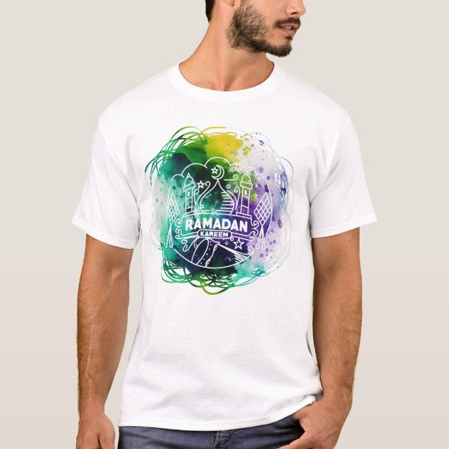 Camiseta RAMADAN KAREEM em Abstrato Watercolor (Frente)