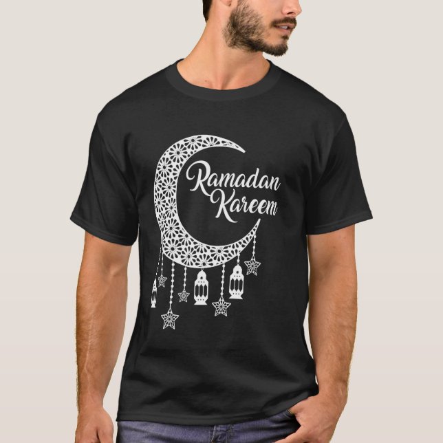Camiseta Ramadão Mubarak Crescente Lua & Estrelas Ramadão K (Frente)
