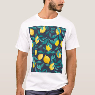 Camiseta Ramais de limão: Azul Decorativo Sem Olhos