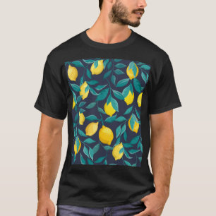 Camiseta Ramais de limão: Azul Decorativo Sem Olhos