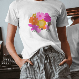 Camiseta Ramalhete floral cor-de-rosa feminino trendy bonit