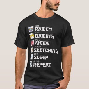 Camiseta Ramen Anime Jogos Repetir Otaku Anime Mangá Vídeo