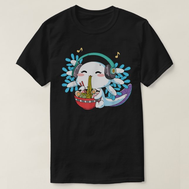 Camiseta Ramen Axolotl Japanese Noodles Anime Otaku Nu Goth (Frente do Design)