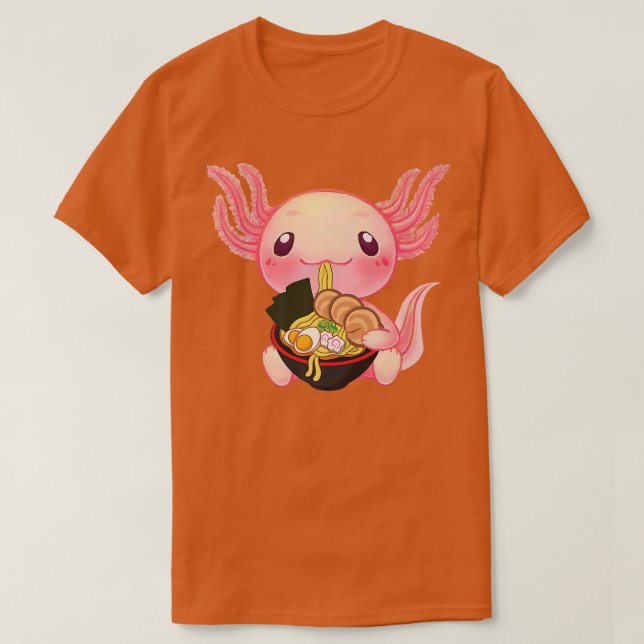 Camiseta Ramen Axolotl Kawaii Anime Comida Japonês Adolesce (Frente do Design)