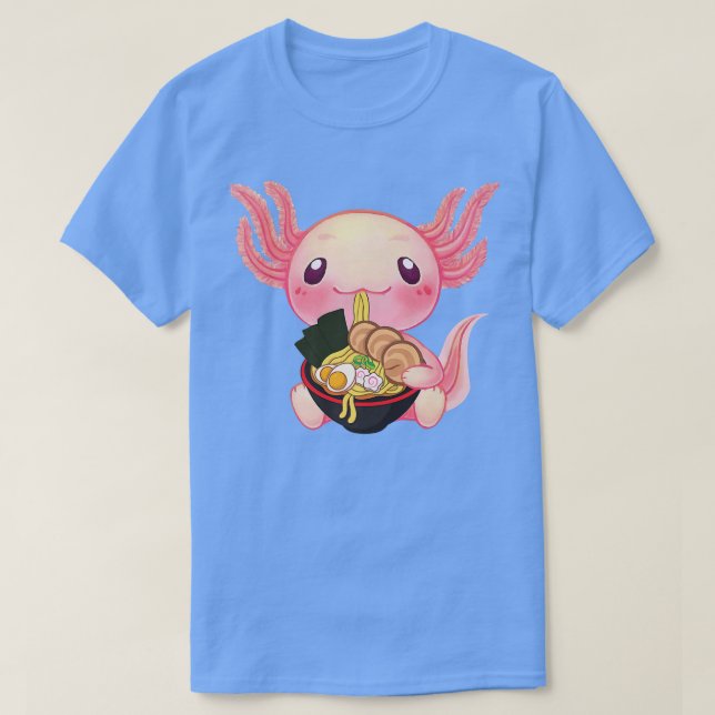 Camiseta Ramen Axolotl Kawaii Anime Comida Japonês Adolesce (Frente do Design)