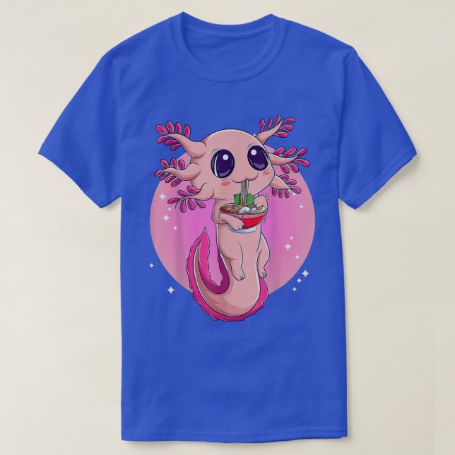 Camiseta Ramen Axolotl Kawaii Anime Comida Japonesa Garota- (Frente do Design)