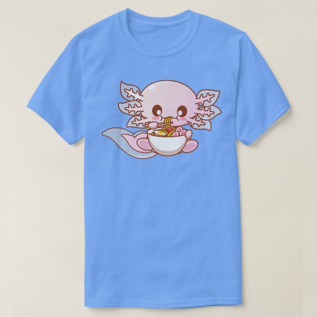 Camiseta Ramen Axolotl Kawaii Anime Comidas Japonesas Tee (Frente do Design)