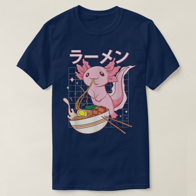 Camiseta Ramen Axolotl Kawaii Comida Japonesa Para Homens T (Frente do Design)