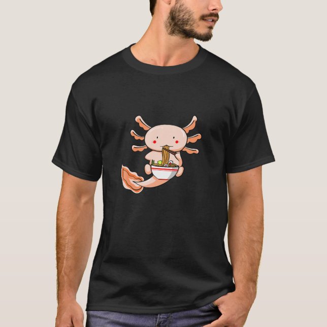 Camiseta Ramen Axolotl Kawaii Cute Anime Otaku Ram Japonês (Frente)