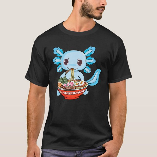 Camiseta Ramen Axolotl Kawaii Cute Anime Otaku Ram Japonês (Frente)