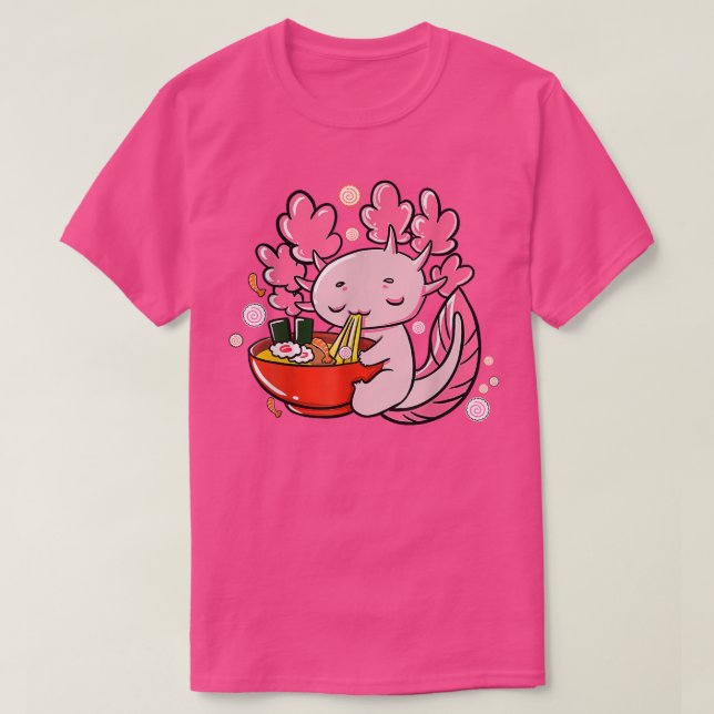 Camiseta Ramen Axolotl Kawaii Japanese Anime Noodles Girls  (Frente do Design)