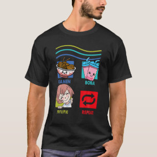 Camiseta Ramen Boba Anime Repete - Kawaii Bubble Tea Manga