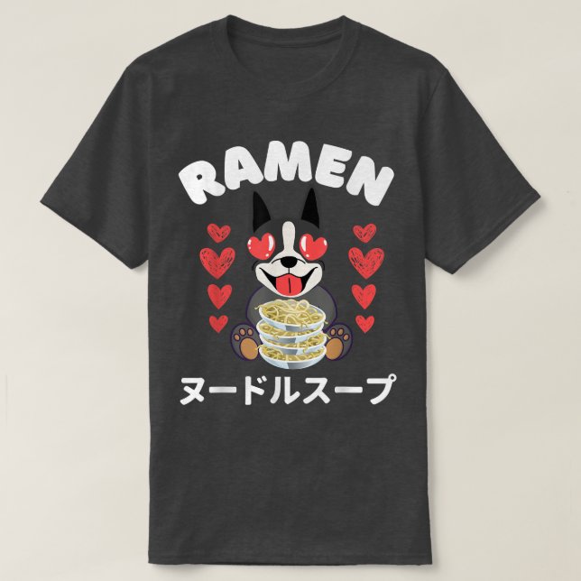 Camiseta Ramen Boston Terrier  (Frente do Design)