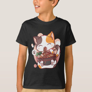 Camiseta Ramen Cat Anime Bowl Kawaii Neko Japonês