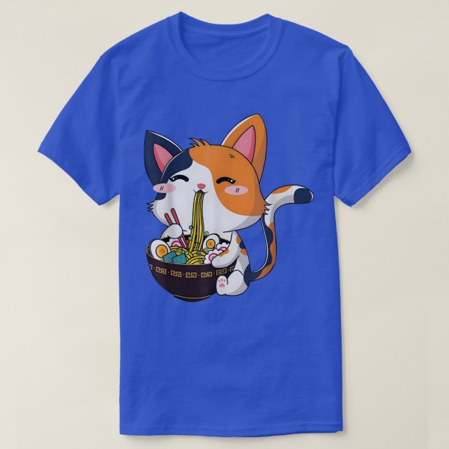 Camiseta Ramen Cat Anime Bowl Kawaii Neko Japonês1171 (Frente do Design)