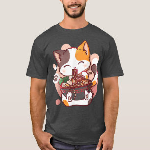 Camiseta Ramen Cat Anime Bowl Kawaii Neko Japonesas Girls T