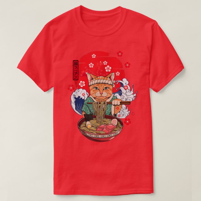 Camiseta Ramen Cat Anime Comida Japonês Gift Girl (Frente do Design)
