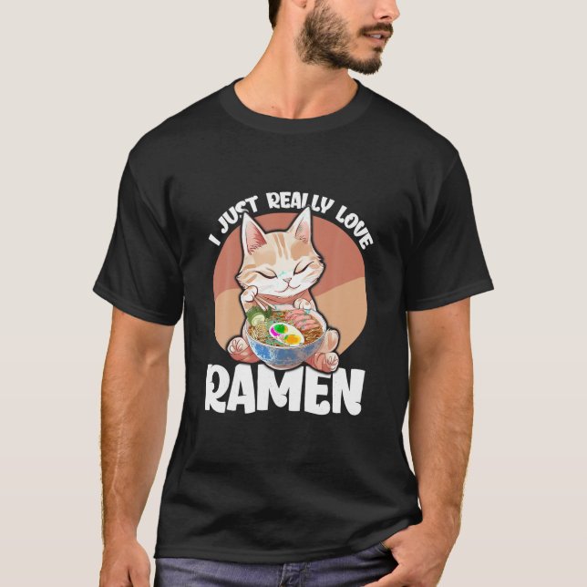 Camiseta Ramen Cat Anime Kawaii Clothes Otaku Clothing Mang (Frente)