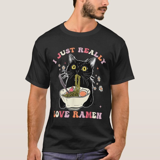 Camiseta Ramen Cat Anime Kawaii Clothes Otaku Clothing Mang (Frente)
