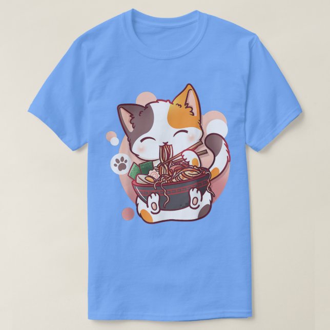 Camiseta Ramen Cat Anime Kawaii Neko Japanese Kids Boys Gir (Frente do Design)
