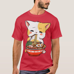 Camiseta Ramen Cat Comendo Noodles Kawaii Anime Merch Gift