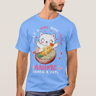 Camiseta Ramen Cat Engraçado Só uma garota que ama anime Ra