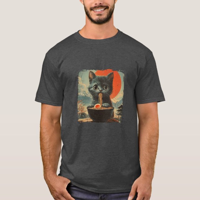 Camiseta Ramen Cat, Gato de Comida do Japão (Frente)