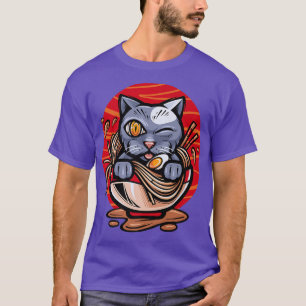 Camiseta Ramen Cat Japonês Anime Kawaii Girls Oficiais Tee