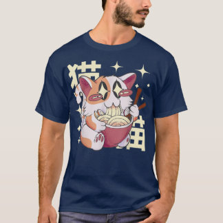 Camiseta Ramen Cat Japonês Kawaii Cute Noodles Japão Graph