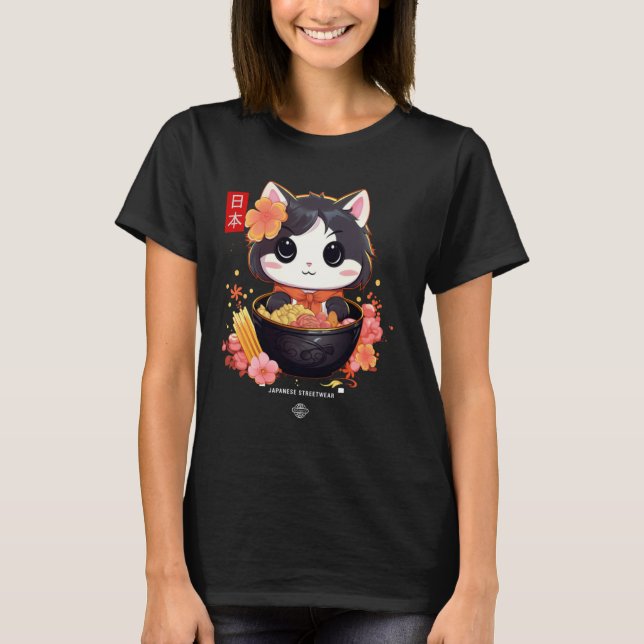 Camiseta Ramen Cat Japonês Neko Fun (Frente)