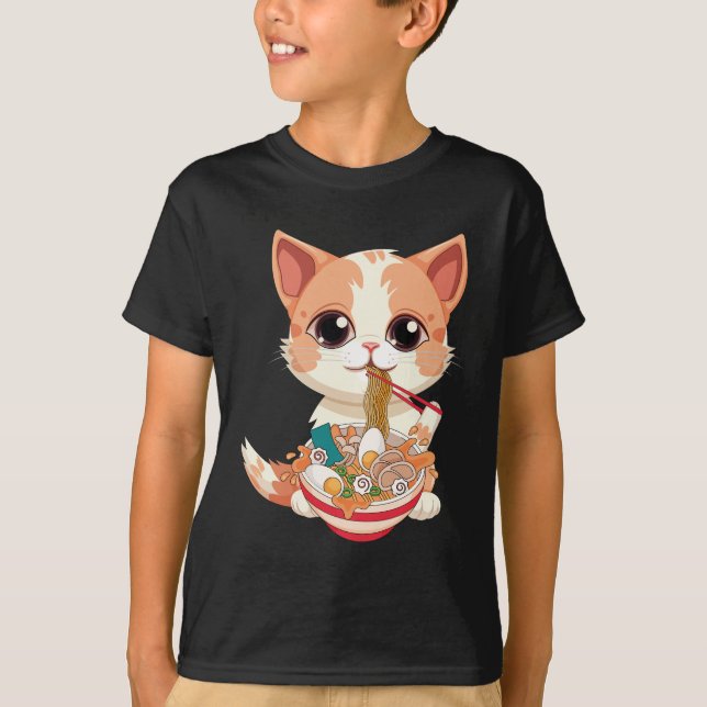 Camiseta Ramen Cat Kawaii Anime Cat Ramen Lover Kawaii (Frente)