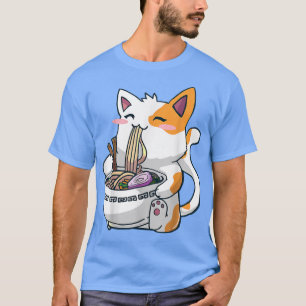 Camiseta Ramen Cat Kawaii Anime Comida Japonês Meninas Te