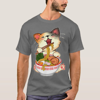 Camiseta Ramen Cat Kawaii Anime Comida Japonês Presente Par