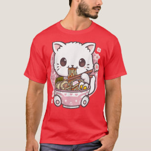 Camiseta Ramen Cat Kawaii Anime Comida Japonesa Adolescente