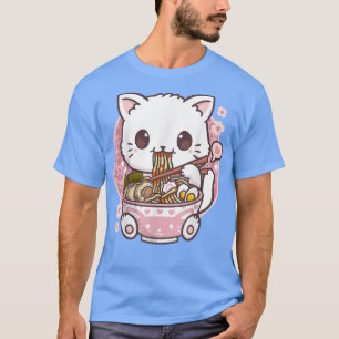 Camiseta Ramen Cat Kawaii Anime Comida Japonesa Adolescente