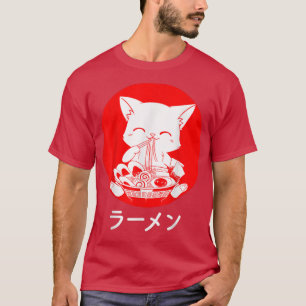 Camiseta Ramen Cat Kawaii Anime Comida Japonesa Garota-Pres