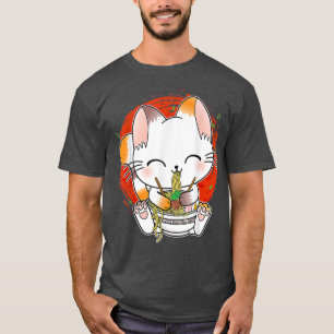 Camiseta Ramen Cat Kawaii Anime Comida Japonesa Raparigas T