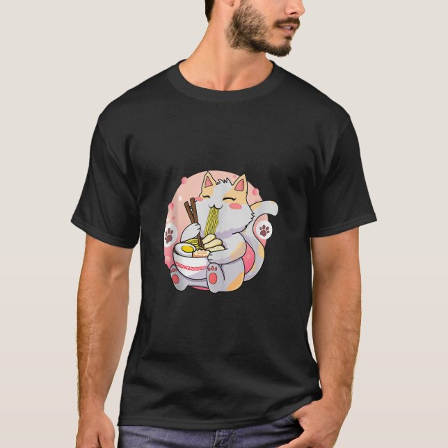Camiseta Ramen Cat Kawaii Anime Gato Ramen Japonês N (Frente)