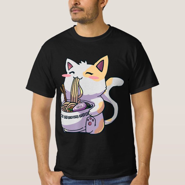 Camiseta Ramen Cat Kawaii Anime Gift Japonês (Frente)