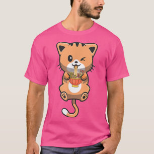 Camiseta Ramen Cat Kawaii Anime Japonês Noodles