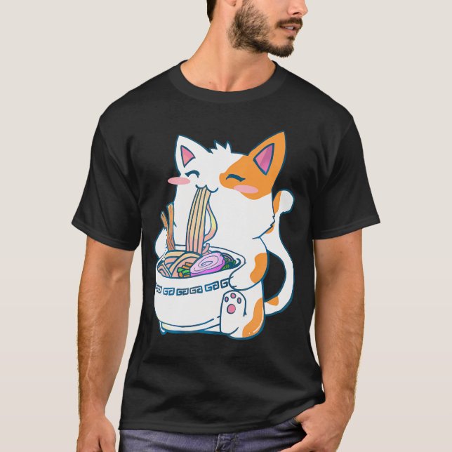 Camiseta Ramen Cat Kawaii Anime Otaku (Frente)