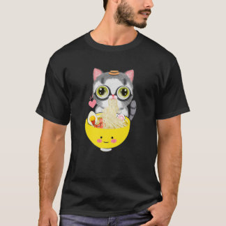Camiseta Ramen Cat Kawaii Anime Tee Gift Japonês