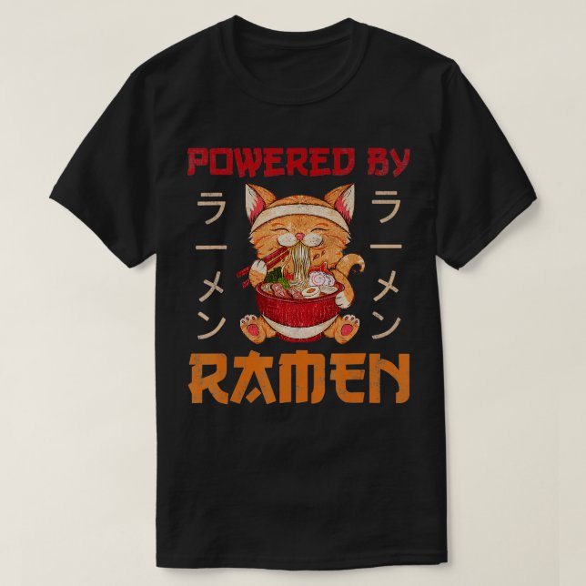 Camiseta Ramen Cat Kawaii Comida Japonesa Gift Girls Boys (Frente do Design)