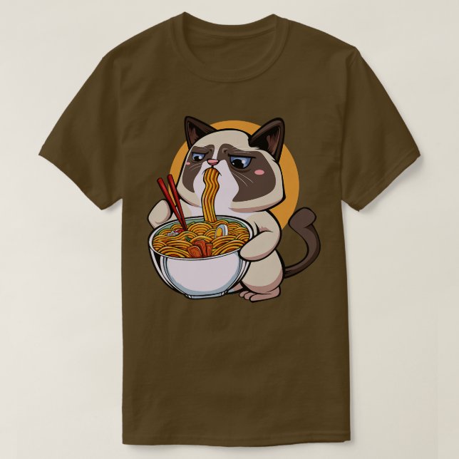 Camiseta Ramen Cat Kawaii Fan Anime Japonês Noodles Asia L (Frente do Design)