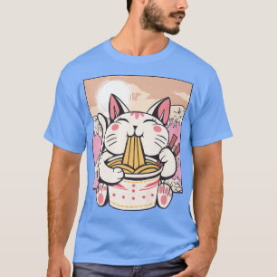 Camiseta Ramen Cat Kawaii Japonês Anime Cute Coreano Manga