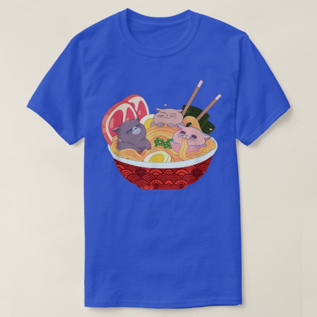 Camiseta Ramen Cat Kawaii Neko Anime Cats Japanese Noodles  (Frente do Design)