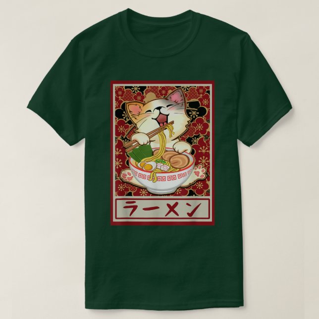 Camiseta Ramen Cat Kawaii Neko Anime Comida Japonês Bo (Frente do Design)